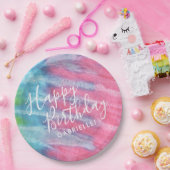 Boho Pastel Gefärbte Krawatte Herzlichen Glückwuns Pappteller (Party)