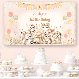 Boho Pastel Girl 1. Geburtstag Banner