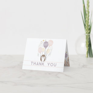 Boho Pastel Igel und Balloons Danke Karte