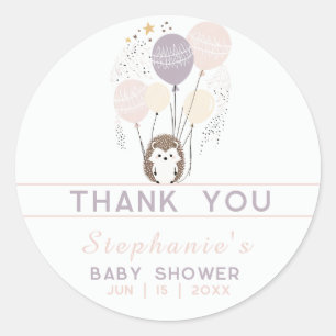 Boho Pastel Igel und Balloons Vielen Dank Runder Aufkleber