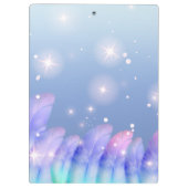 Boho Pastel Lila Pink Feathers Glitzern und Name Klemmbrett (Rückseite)