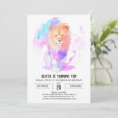 Boho Pastel Lion Birthday Einladung (Stehend Vorderseite)