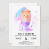 Boho Pastel Lion Birthday Einladung (Vorne/Hinten)