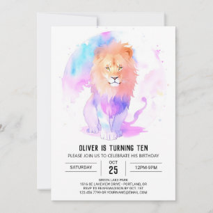 Boho Pastel Lion Birthday Einladung