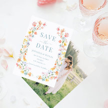 Boho Pastel Meadow Blume Save the Date Foto