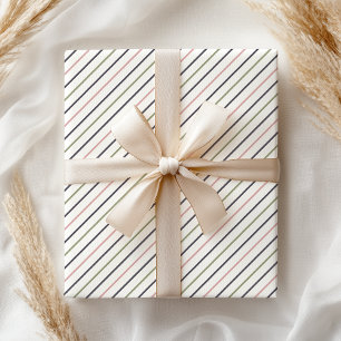 Boho Pastel Modern Pink Green Gray Streifen Geschenkpapier