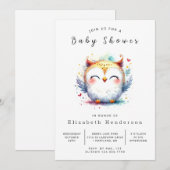 Boho Pastel Owl Babydusche Einladung (Vorne/Hinten)