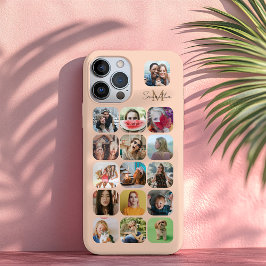 Boho Pastel Peace 16 Foto Collage & Monogram iPhone 16 Pro Max Hülle