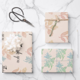 Boho Pastel Peach Floral Wedding Geschenkpapier Set