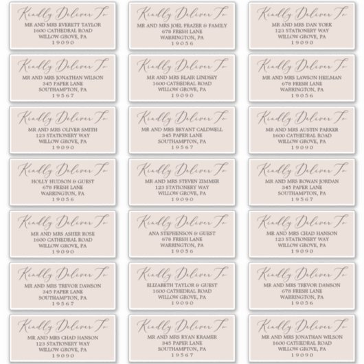 Boho Pastel Peach Wedding Guest Address Labels (Vorderseite)
