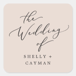 Boho Pastel Peach Wedding Umschlag Aufklebers Quadratischer Aufkleber