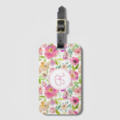 Boho Pastel Pink Floral Wasserfarbe Botanisch Gepäckanhänger (Vorderseite Vertikal)