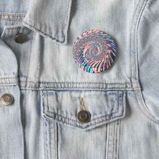 Boho Pastel Pink und Blue Spiral Abstraktes Frakta Button (Beispiel)