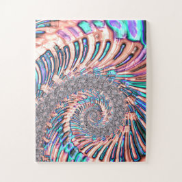 Boho Pastel Pink und Blue Spiral Abstraktes Frakta Puzzle
