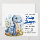 Boho Pastel Printable Dinosaur Boy Baby Dusche Einladung (Vorne/Hinten)