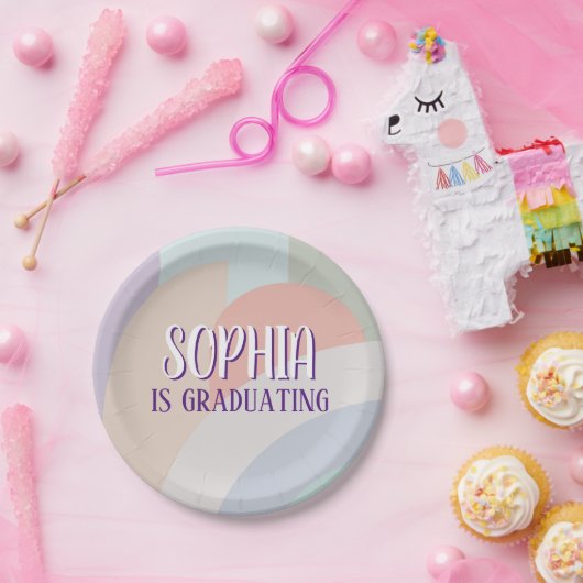 Boho Pastel Rainbow Abschluss Pappteller (Party)