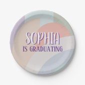 Boho Pastel Rainbow Abschluss Pappteller (Vorderseite)