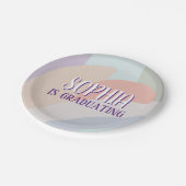 Boho Pastel Rainbow Abschluss Pappteller (Schrägansicht)