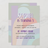 Boho Pastel Rainbow Birthday Einladung (Vorne/Hinten)