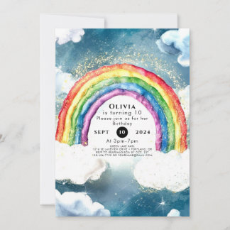 Boho Pastel Rainbow Birthday Einladung
