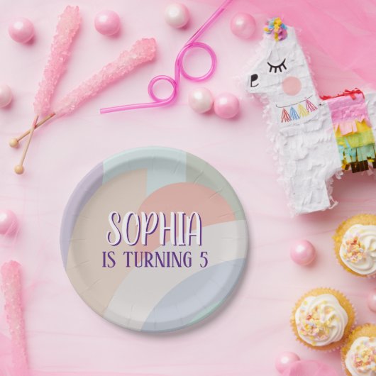 Boho Pastel Rainbow Birthday Pappteller (Party)