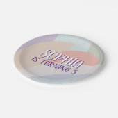 Boho Pastel Rainbow Birthday Pappteller (Schrägansicht)