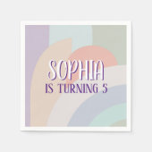 Boho Pastel Rainbow Birthday Serviette (Vorderseite)