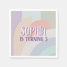 Boho Pastel Rainbow Birthday Serviette