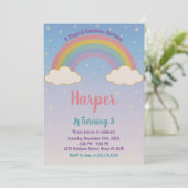 Boho Pastel Rainbow Einladung zum Geburtstag (Stehend Vorderseite)
