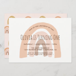 Boho Pastel Rainbow Erster Geburtstag Einladung