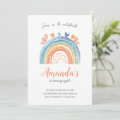 Boho Pastel Rainbow Girls Geburtstagsparty Einladung (Stehend Vorderseite)
