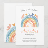 Boho Pastel Rainbow Girls Geburtstagsparty Einladung (Vorne/Hinten)