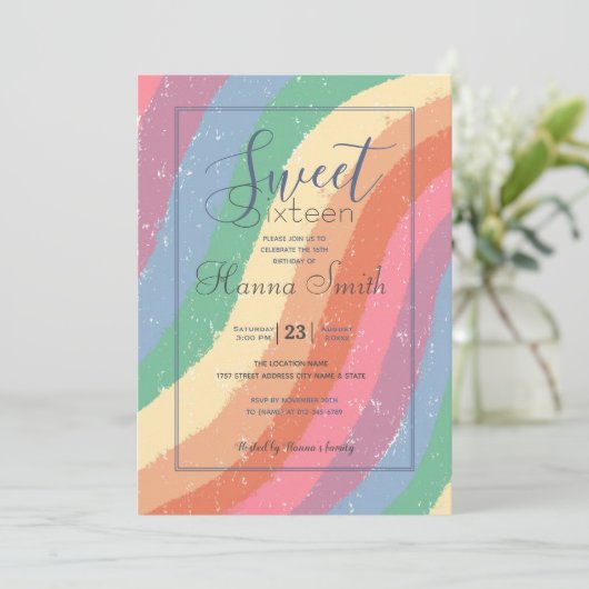 Boho Pastel Rainbow Handgemalte Pinselstriche (Stehend Vorderseite)