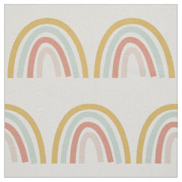 Boho Pastel Rainbow Natural Ivory Linen Fabric Stoff