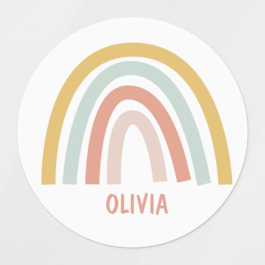 Boho Pastel Rainbow Personalisiert Etiketten (Design 2)