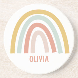 Boho Pastel Rainbow Personalisiert Getränkeuntersetzer