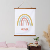 Boho Pastel Rainbow Personalisiert Wandteppich Mit Holzrahmen (Schlafzimmer)