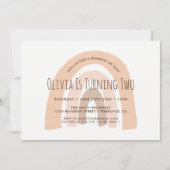 Boho Pastel Rainbow Zweiter Geburtstag Einladung (Vorderseite)
