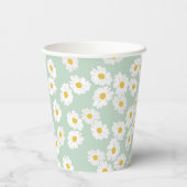 Boho Pastel Sage Daisies Floral Custom Baby Dusche Pappbecher (Rückseite)