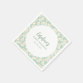 Boho Pastel Sage Daisies Floral Custom Baby Dusche Serviette (Ecke)