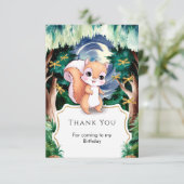 Boho Pastel Squirrel Birthday Dankeskarte (Stehend Vorderseite)