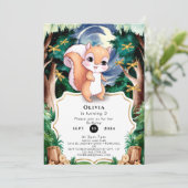 Boho Pastel Squirrel Birthday Einladung (Stehend Vorderseite)