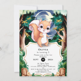 Boho Pastel Squirrel Birthday Einladung