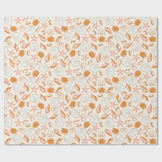 Boho Pastel Terracotta Pink Seashell Wrapping Geschenkpapier (Flach)