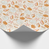 Boho Pastel Terracotta Pink Seashell Wrapping Geschenkpapier (Ecke)