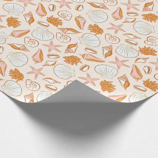 Boho Pastel Terracotta Pink Seashell Wrapping Geschenkpapier (Ecke)