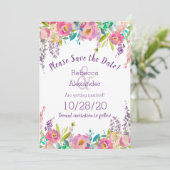 Boho Pastel Water Color Floral Save the Date (Stehend Vorderseite)