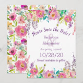Boho Pastel Water Color Floral Save the Date (Vorne/Hinten)