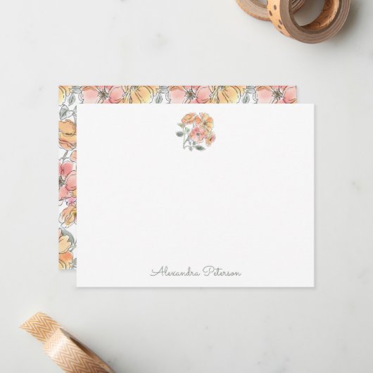 Boho Pastel Watercolor Brautparty Custom Mitteilungskarte (Vorderseite/Rückseite Beispiel)