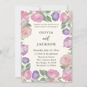 Boho Pastel Watercolor Florals Wedding Einladung (Vorderseite)